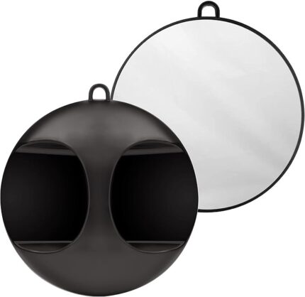 Lightweight Handheld Round Hairdressing Mirror - Use the Handle or Hang on the Wall for Barbers, Salons and Beauticians - Viewing Mirror for Back of the Head Haircuts and Styling